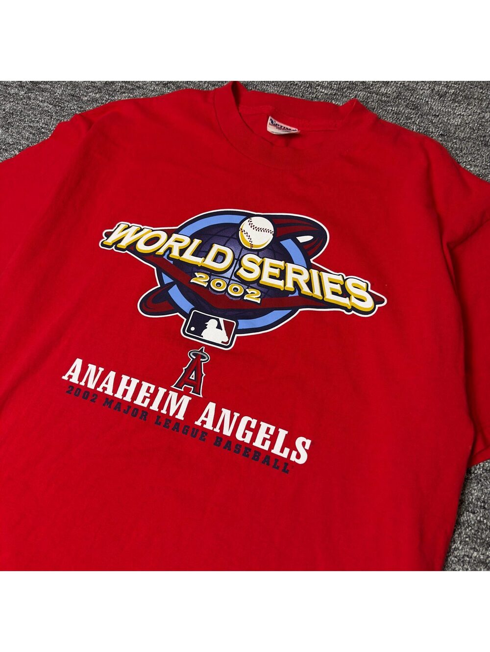 Vintage 2002 Anaheim Angels World Series MLB Tee XL Red
